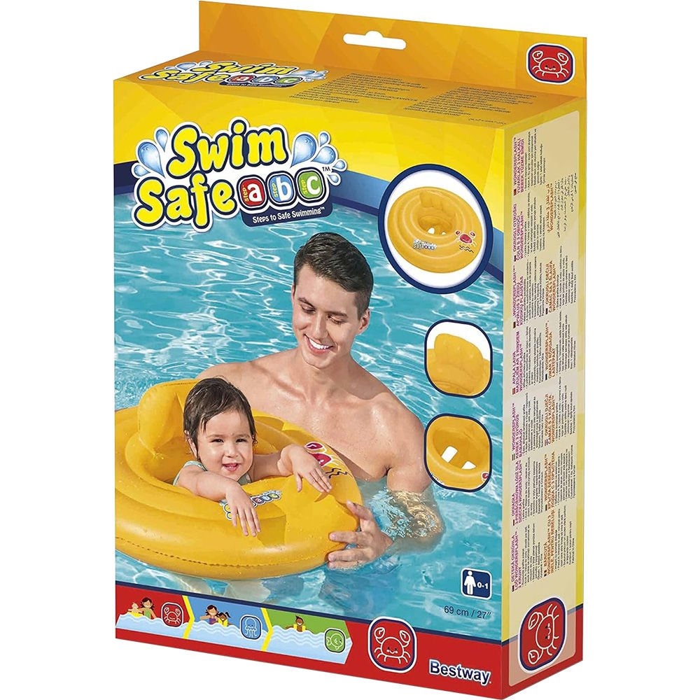 Bestway Swim Safe ABC WonderSplash Inflatable Round Baby Boat Float 64cm 0-12 Months