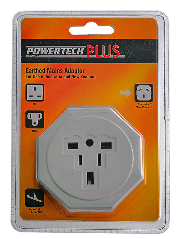 Earthed Mains Adaptor for Use in Australia and New Zealand