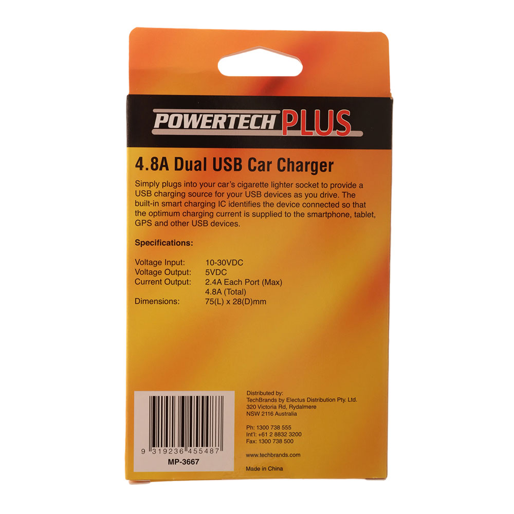 Dual USB Car Cigarette Lighter Adaptor 4.8A