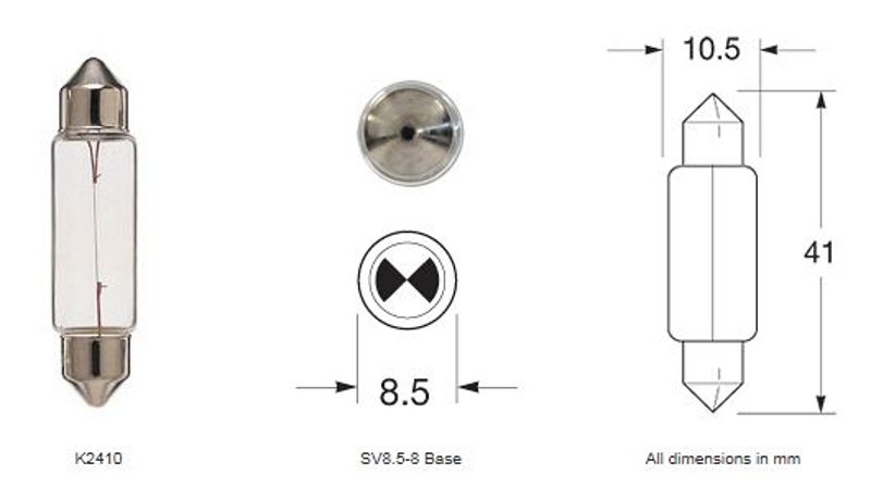Hella Marine SV8.5 Base Navigation Lamp and Interior Lamp Bulb