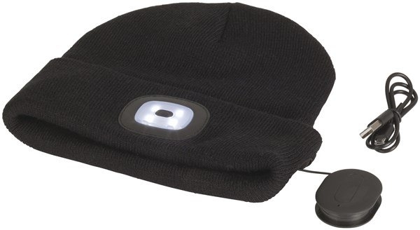 Rechargeable LED Beanie with Bluetooth Speakers Black