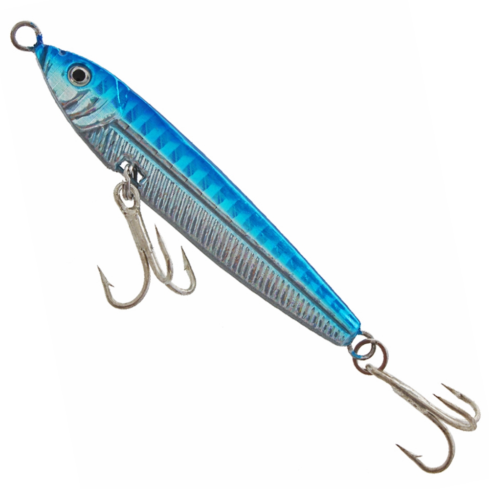 Blue Silver Micro Jig with Twin Treble Hooks