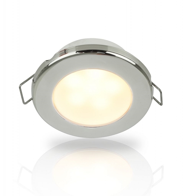 Hella Marine EuroLED 75 Down Light with Spring Clip Warm White - Polished Stainless Steel Rim 24V