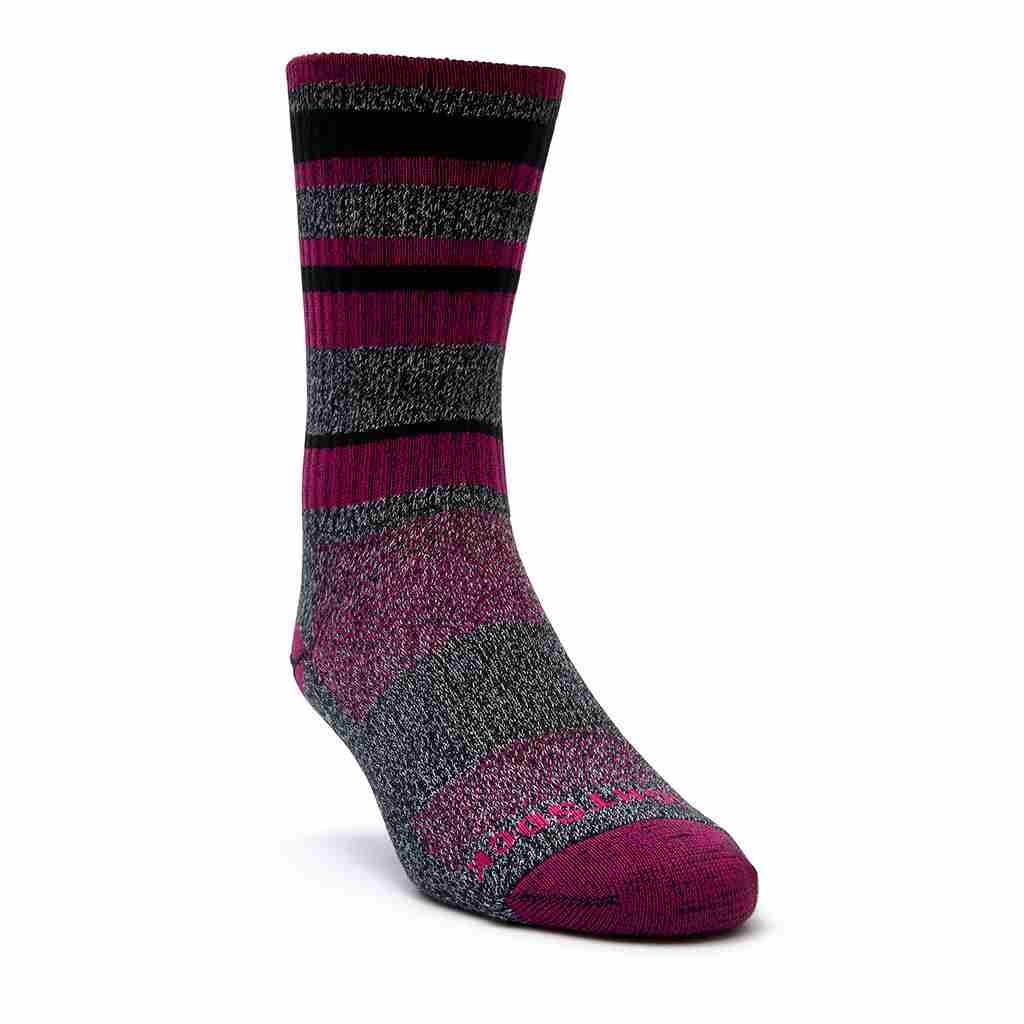 Wrightsock Adventure Crew Socks Black Fuchsia M