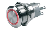 BEP Momentary On/Off Push Button Switch with Red LED Ring 12v Thumbnail BEP Momentary On/Off Push Button Switch with Red LED Ring 12v