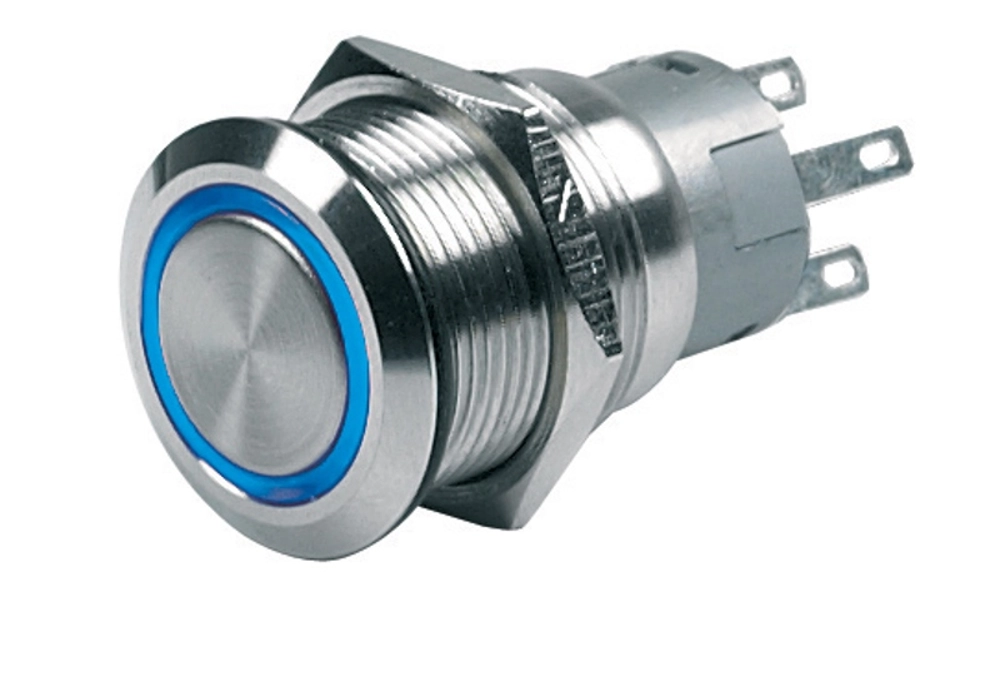 BEP On/Off Push Button Switch with Blue LED Ring 12v BEP On/Off Push Button Switch with Blue LED Ring 12v
