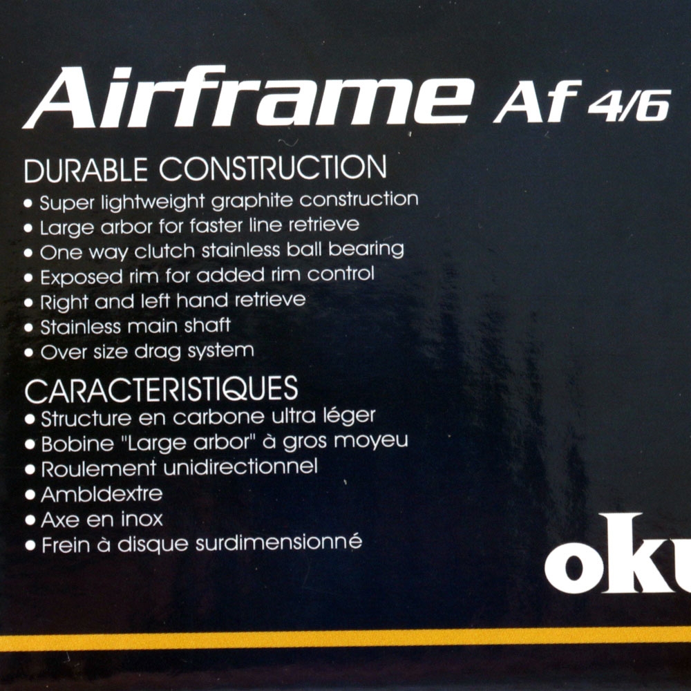 Okuma Airframe Large Arbor 4/6 Graphite Fly Reel