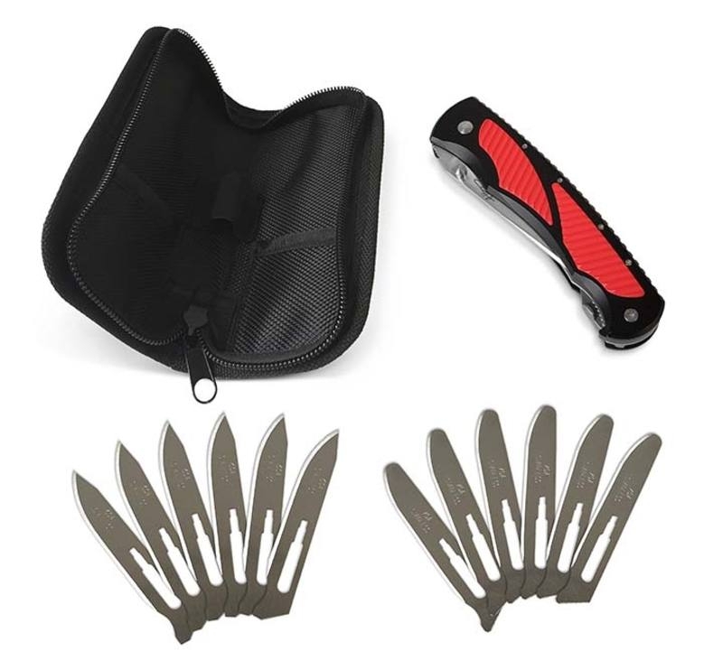 Havalon Titan Double Folding Knife Black/Red