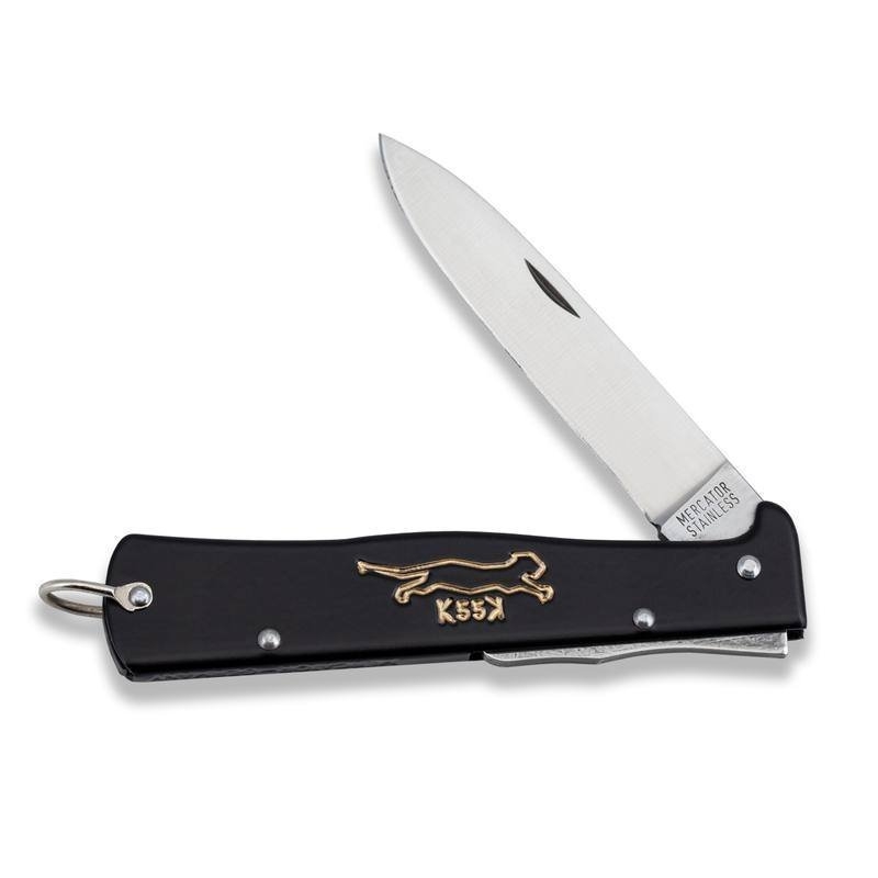 OTTER Mercator Carbon Steel Folding Knife Black Handle with Gold K55K Logo 9cm
