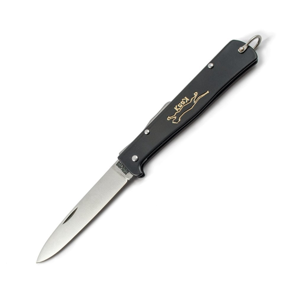 OTTER Mercator Carbon Steel Folding Knife Black Handle with Gold K55K Logo 9cm