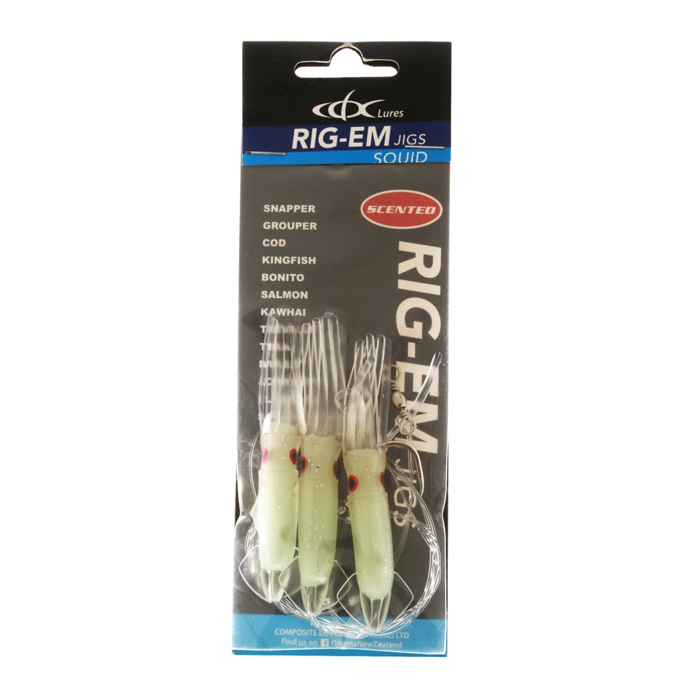 CDX Rig-Em Squid Flasher Rig 9cm Lumo