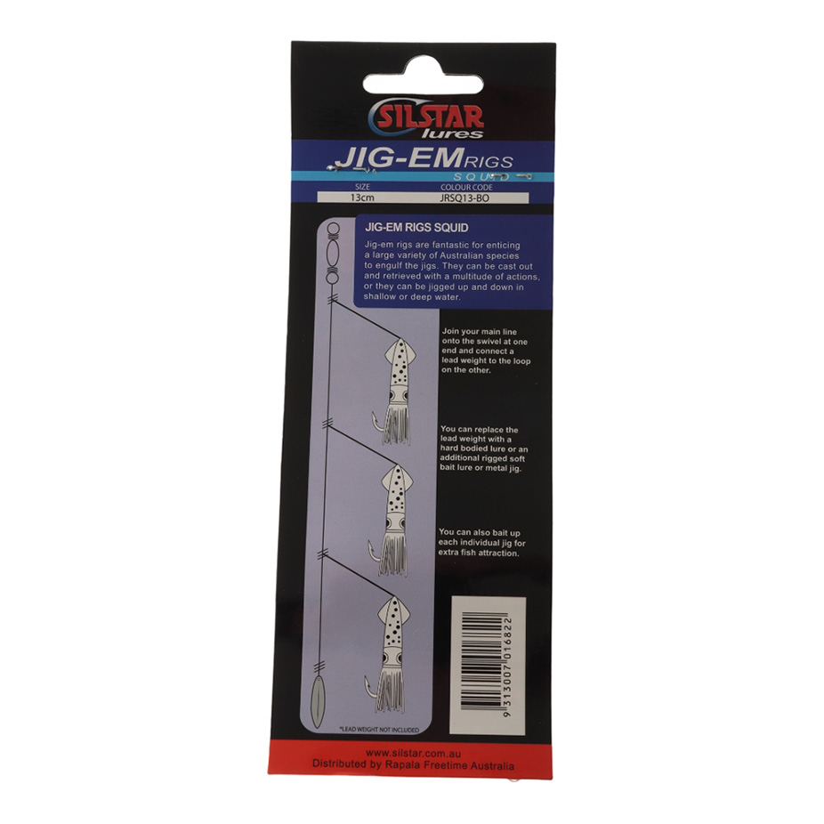 Silstar Jig-em Squid Flasher Rig 13cm Qty 3 Blue/Orange