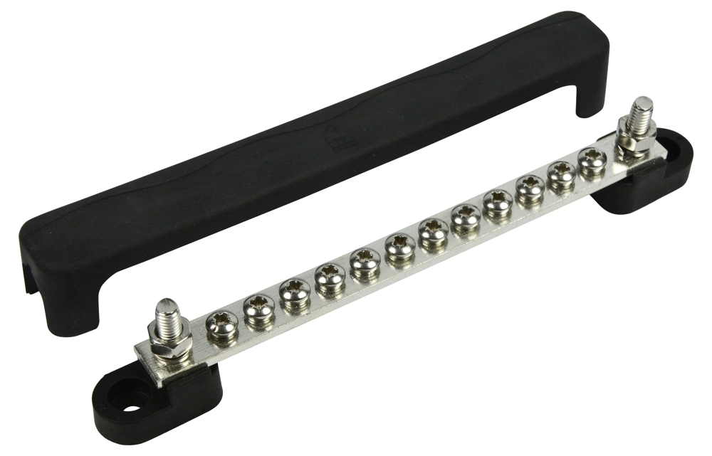 BEP 12-Way Buss Bar with 2 Input Studs and Cover 100A
