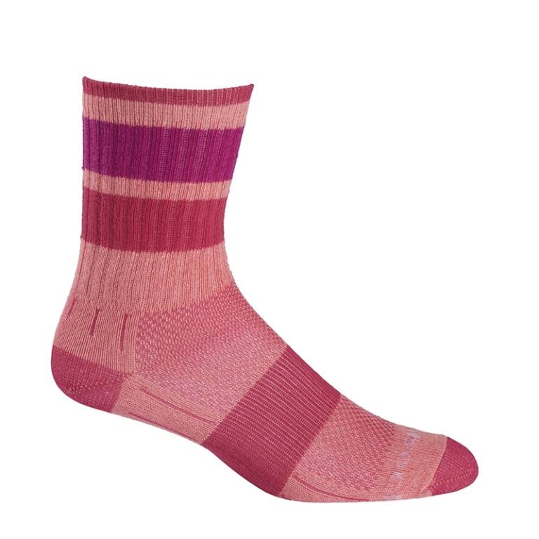Wrightsock Kids Escape Crew Socks Pink Stripes S
