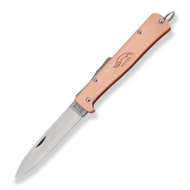 OTTER Mercator Carbon Steel Folding Knife Copper Handle with Belt Clip 9cm