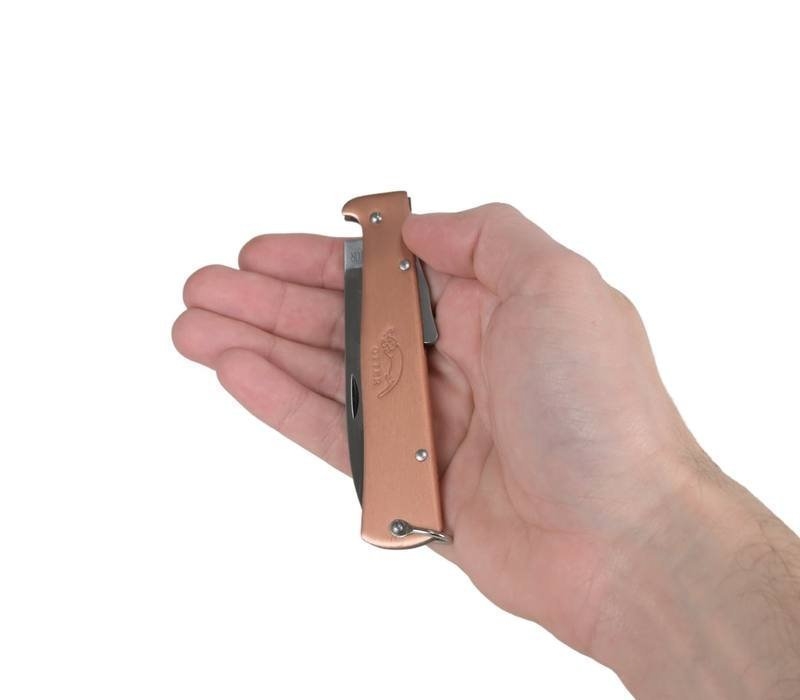 OTTER Mercator Carbon Steel Folding Knife Copper Handle with Belt Clip 9cm