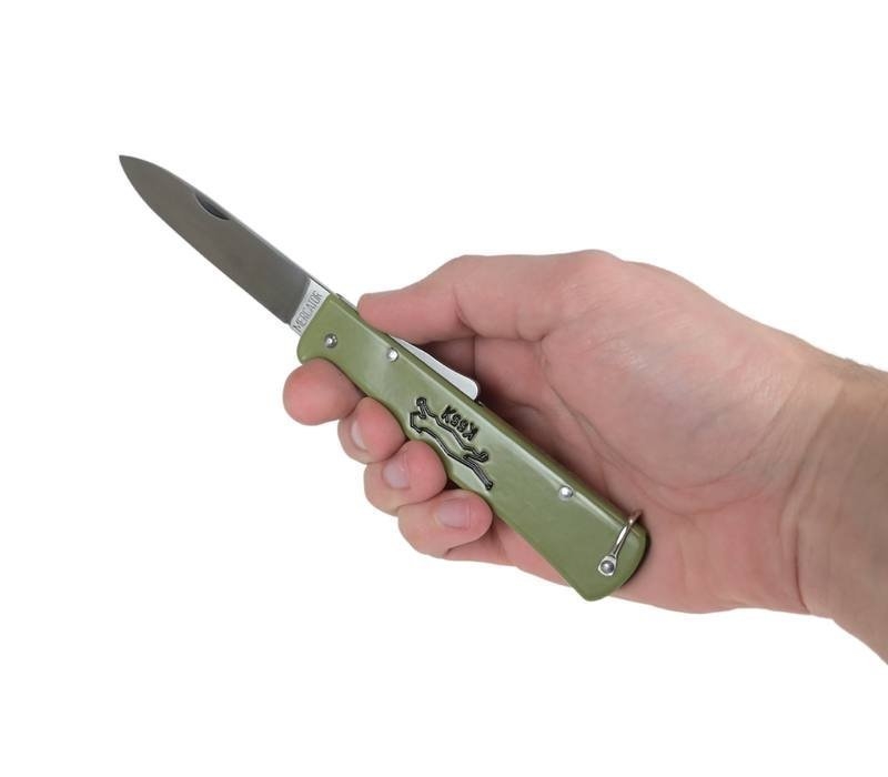 OTTER Mercator Carbon Steel Folding Knife Olive Handle with Black K55K Logo 9cm