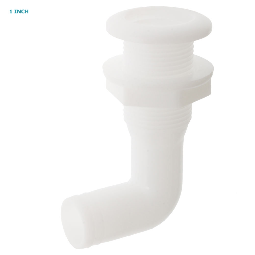 Thru Hull Skin Fitting with 90 Degree Elbow White