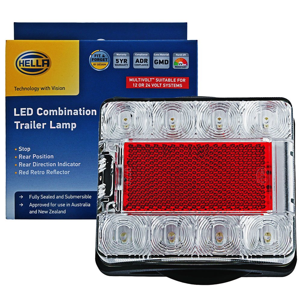 Hella Marine Square Compact LED Submersible Trailer Light 12/24V Rear Position/Stop/Indicator