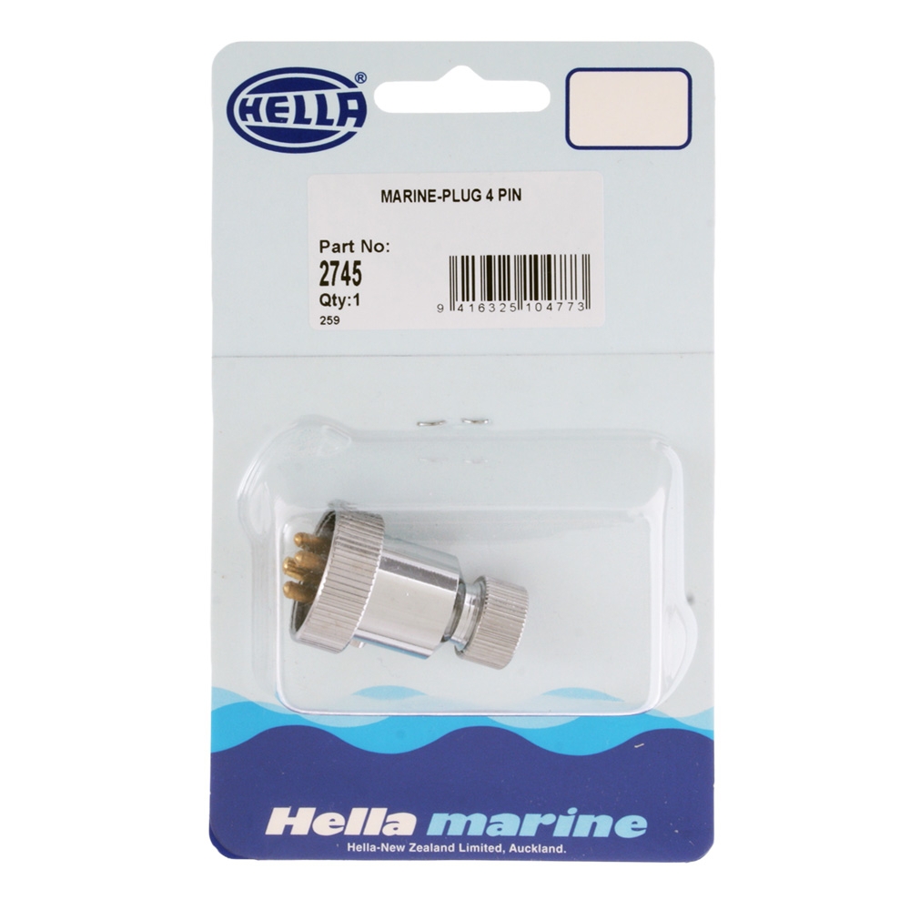 Hella Marine Water Resistant Chrome Brass Plug 4 Pin