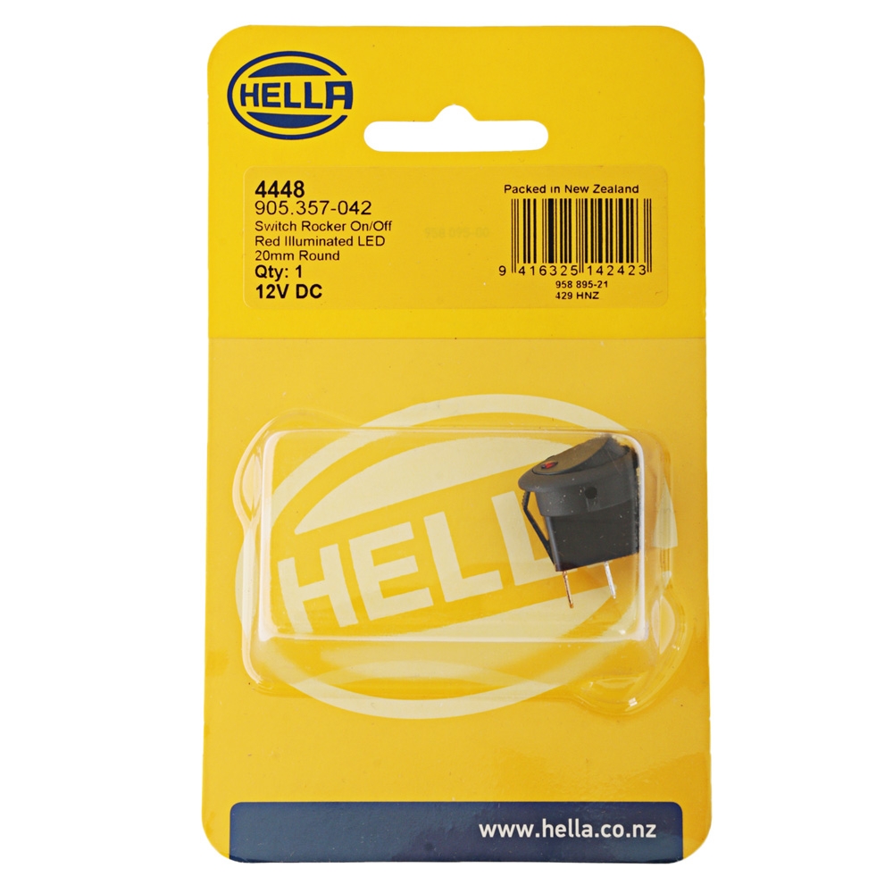 Hella Marine Red Rocker Switch Off-On with Red LED Indicator 12V