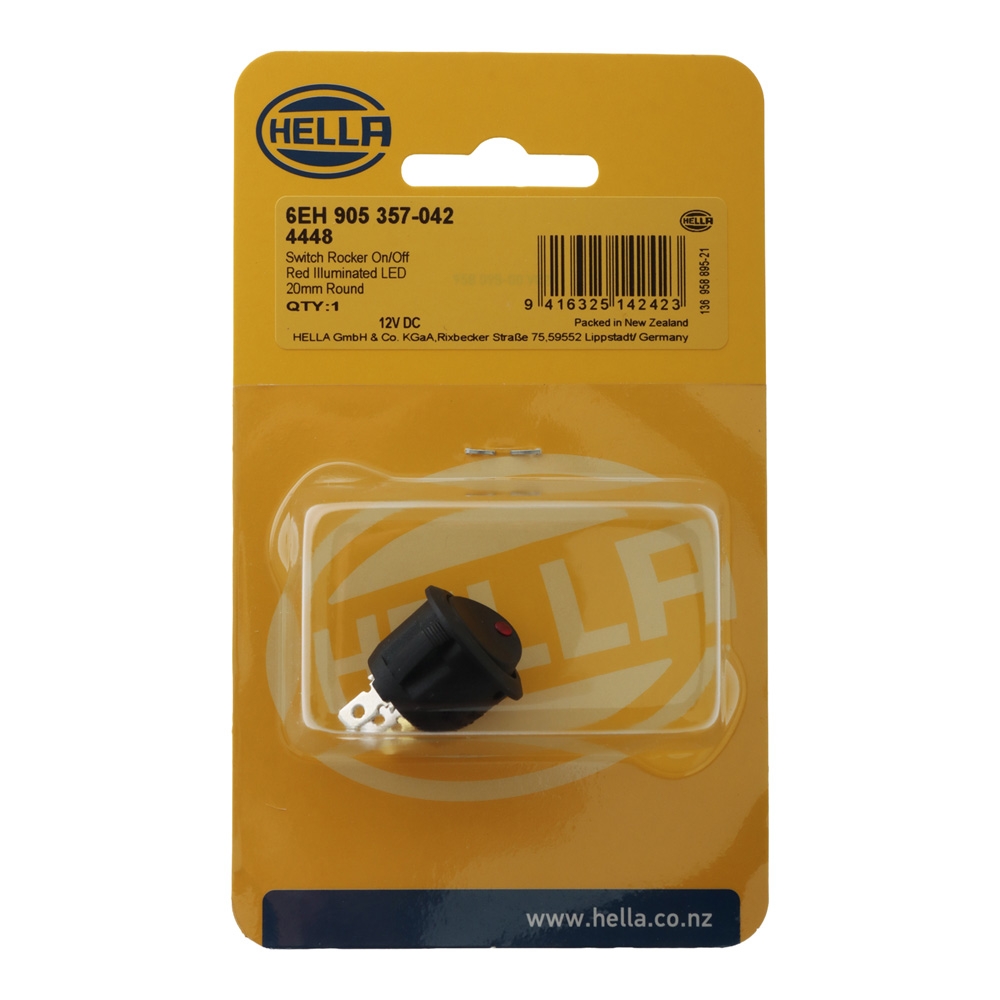 Hella Marine Red Rocker Switch Off-On with Red LED Indicator 12V