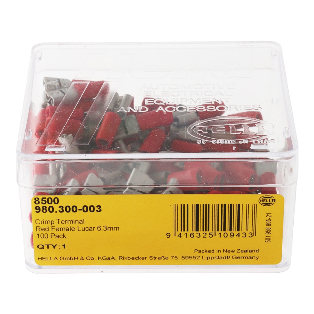 Hella Marine Push-on Female Terminal 6.3mm Red Qty 100