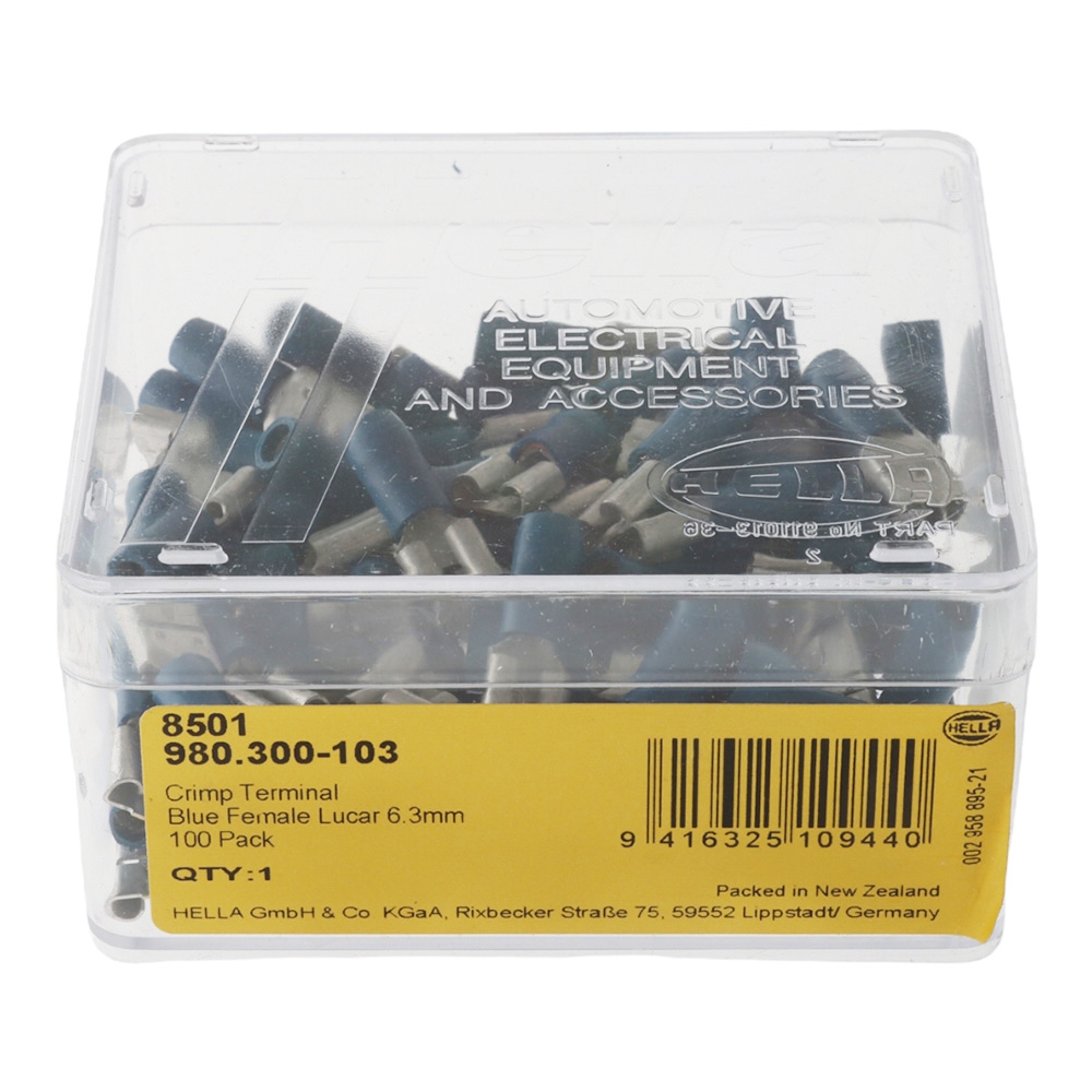 Hella Marine Push-on Female Terminal 6.3mm Blue Qty 100