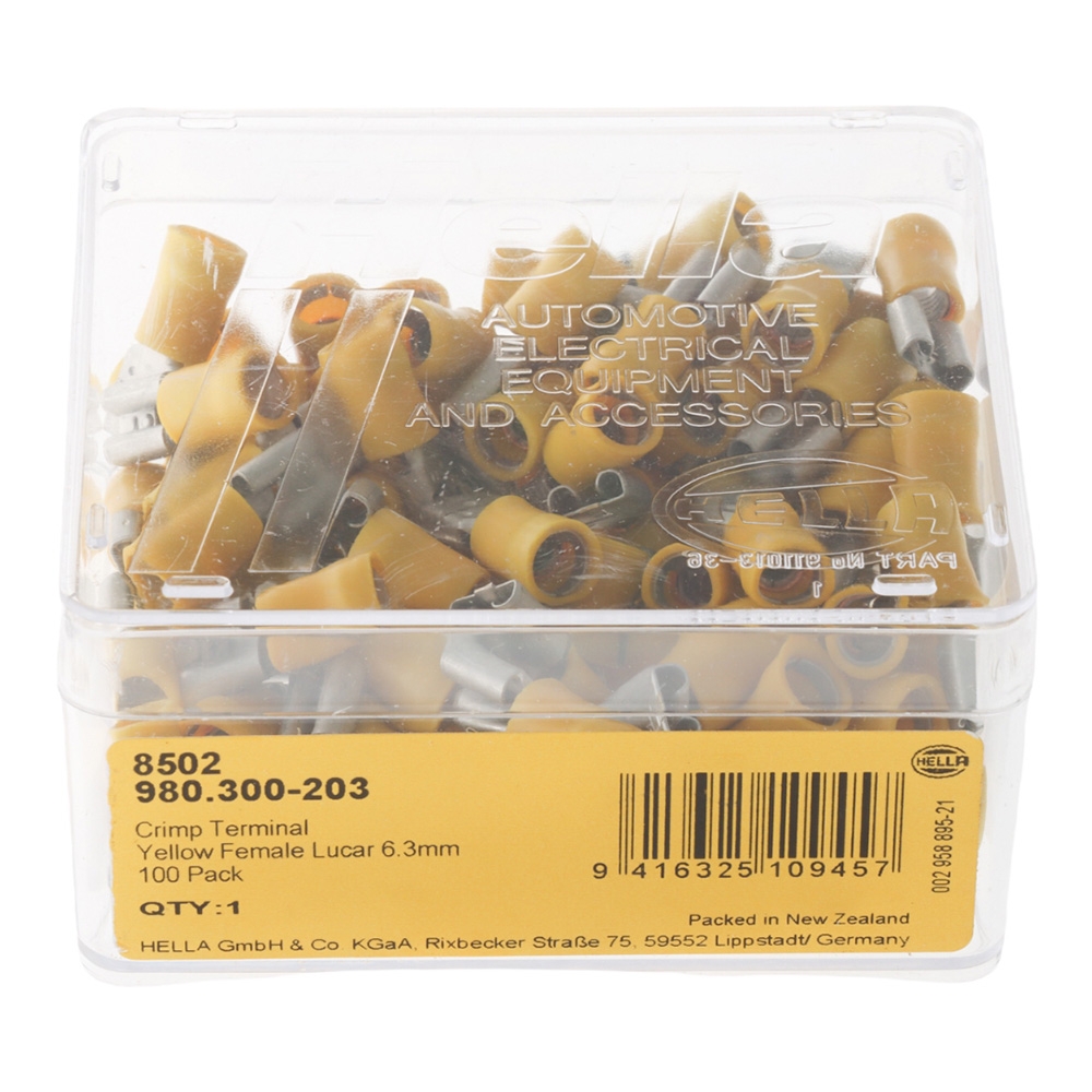 Hella Marine Push-on Female Terminal 6.3mm Yellow Qty 100
