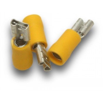 SuperLUG Terminal 6mm With 6.4mm Tab Female YL Qty 50