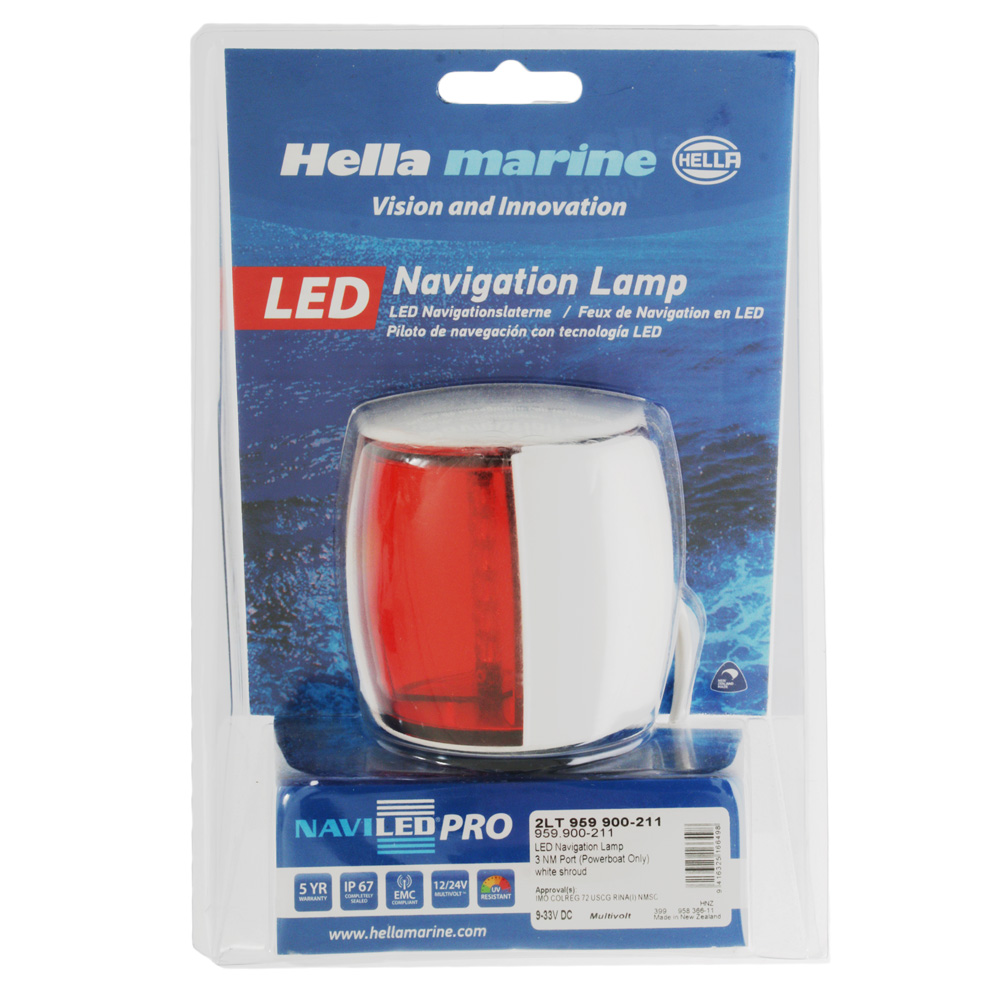 Hella Marine 3NM NaviLED PRO Port Red Navigation Light 9-33V White