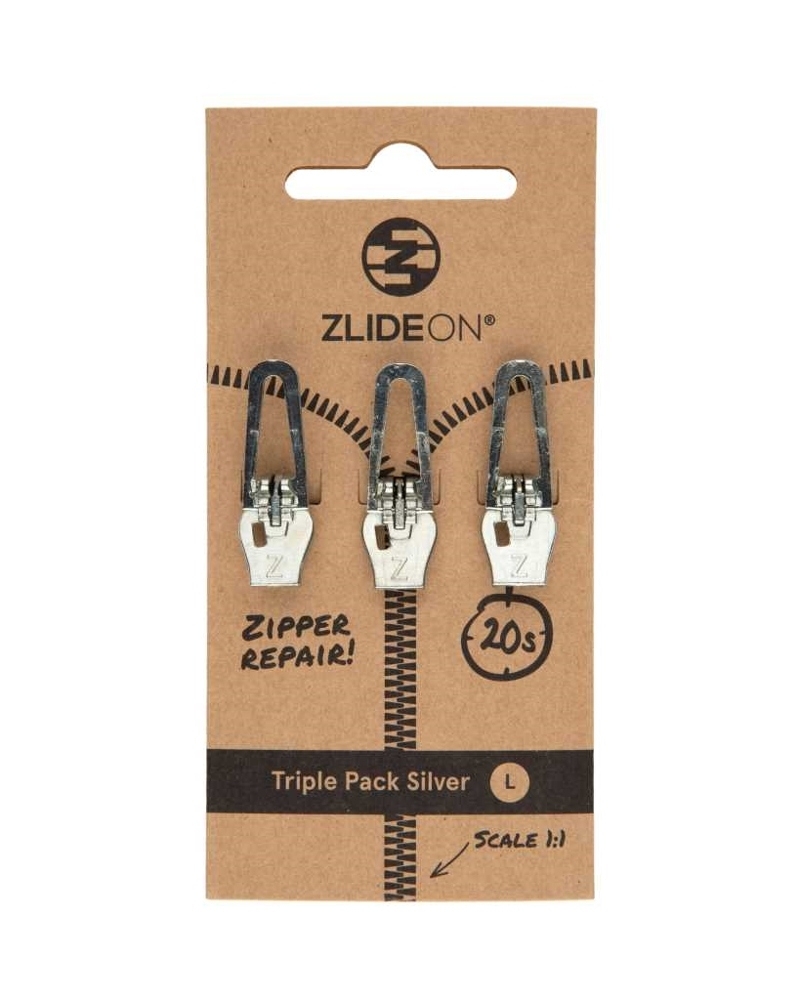 ZlideOn Triple Pack Zipper Silver