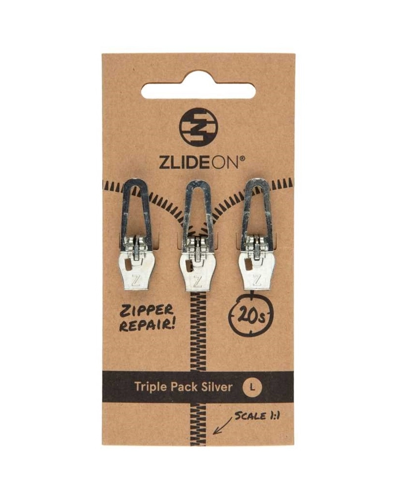 ZlideOn Triple Pack Zipper Silver ZlideOn Triple Pack Zipper Silver