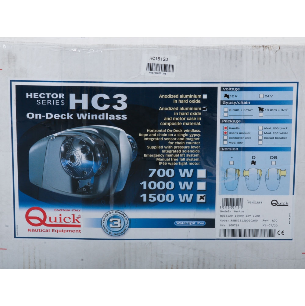 Quick Hector Horizontal Windlass with Drum 1500W 12V
