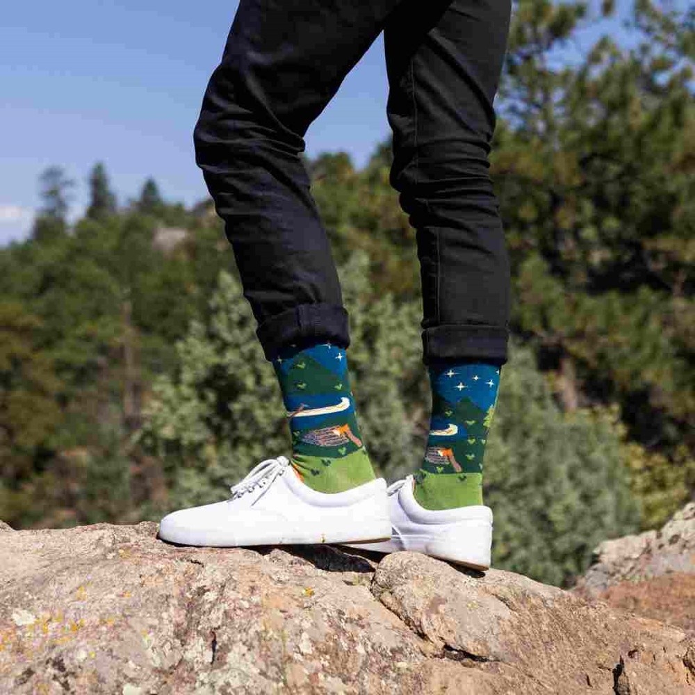 Lavley ID Rather Be Camping Socks Green/Blue
