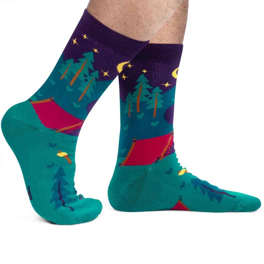 Lavley ID Rather Be Camping Socks Purple/Teal