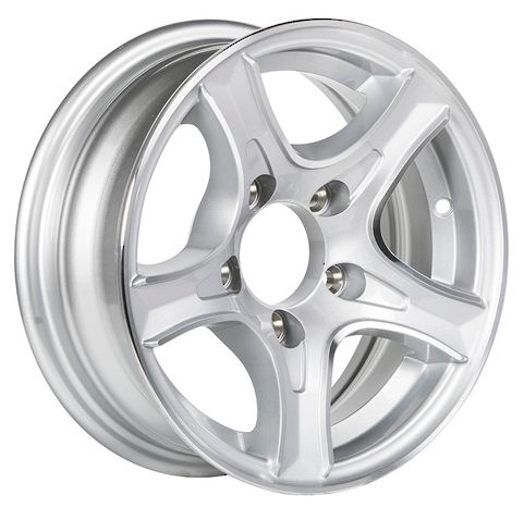 Treadway 96077A Alloy Razor Trailer Rim Silver 14 x 5.5in