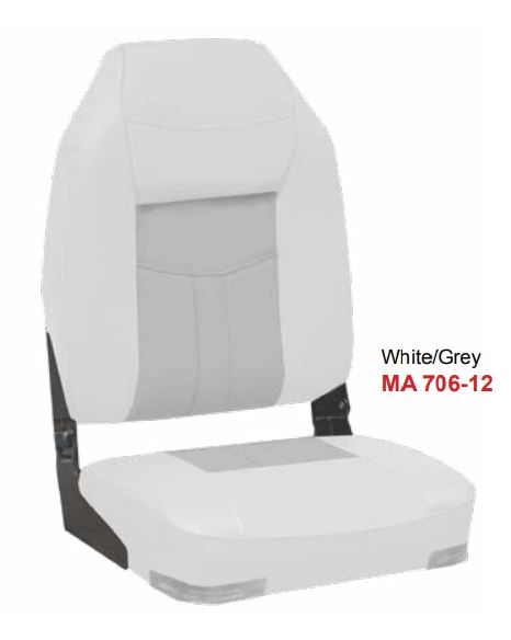 Oceansouth High Back Deluxe Fold Down Boat Seat White/Grey