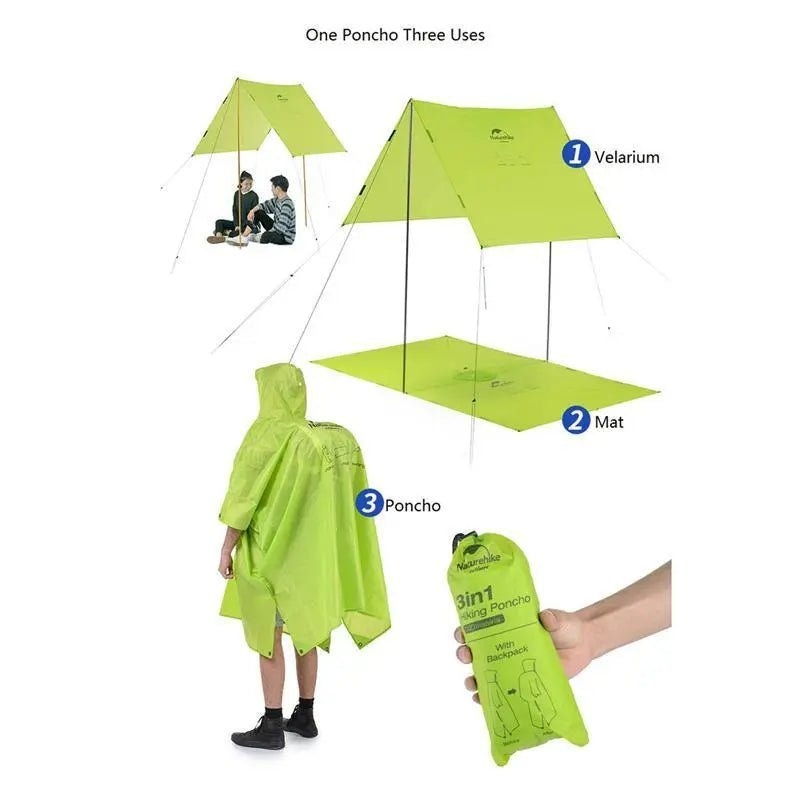 Naturehike 20D Hiking Poncho / Mat / Canopy Green