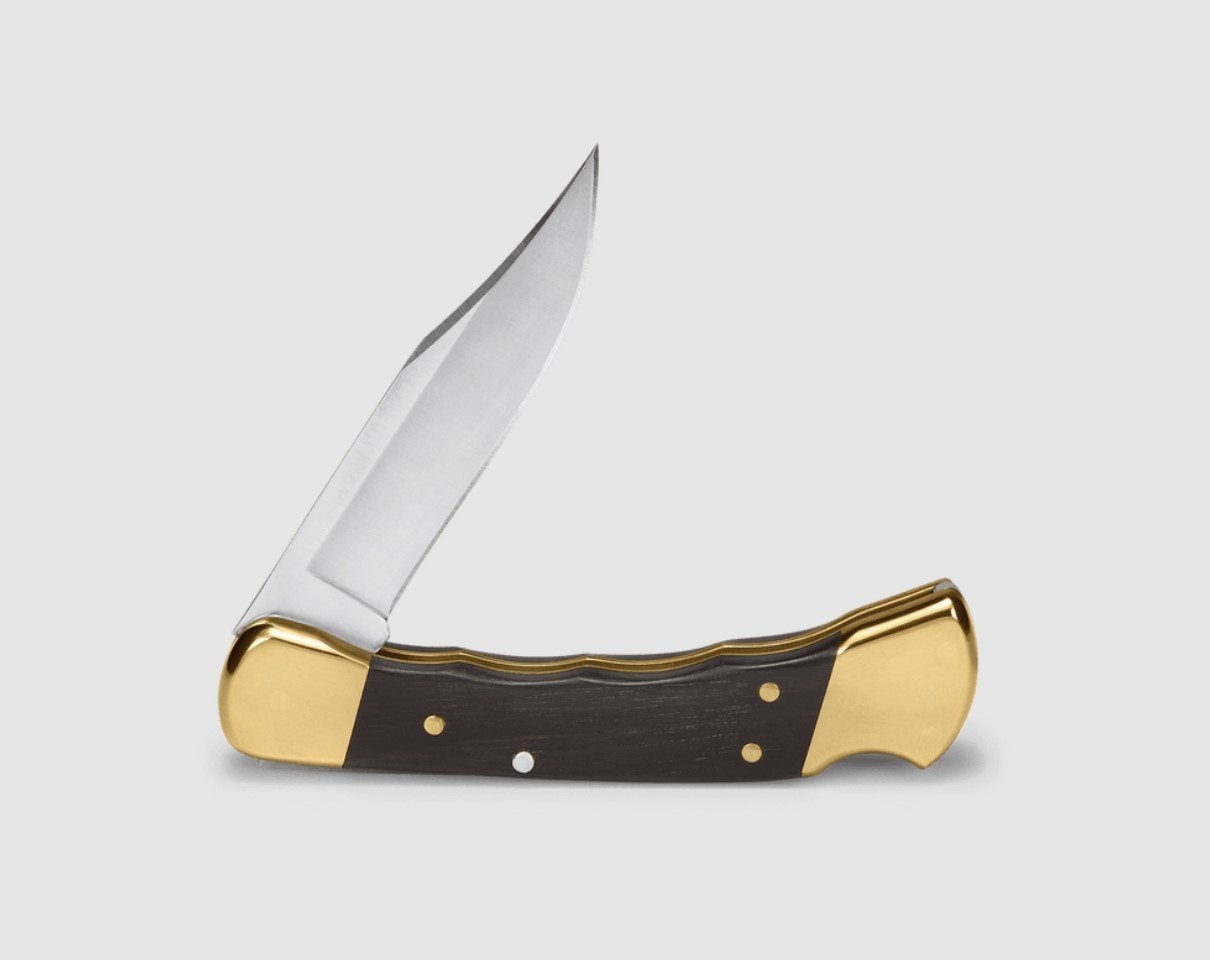 Buck Knives 110 Folding Hunter Knife with Sheath 9.5cm - Finger Grooved