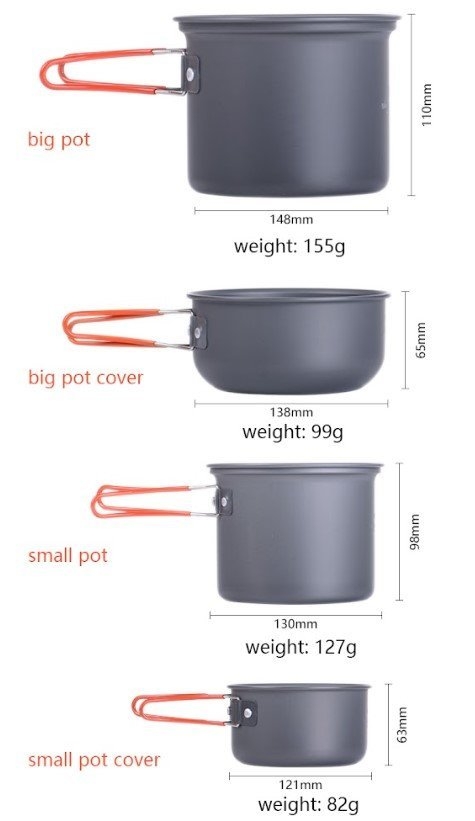 Naturehike 4-Piece Camp Cooking Set Carbon