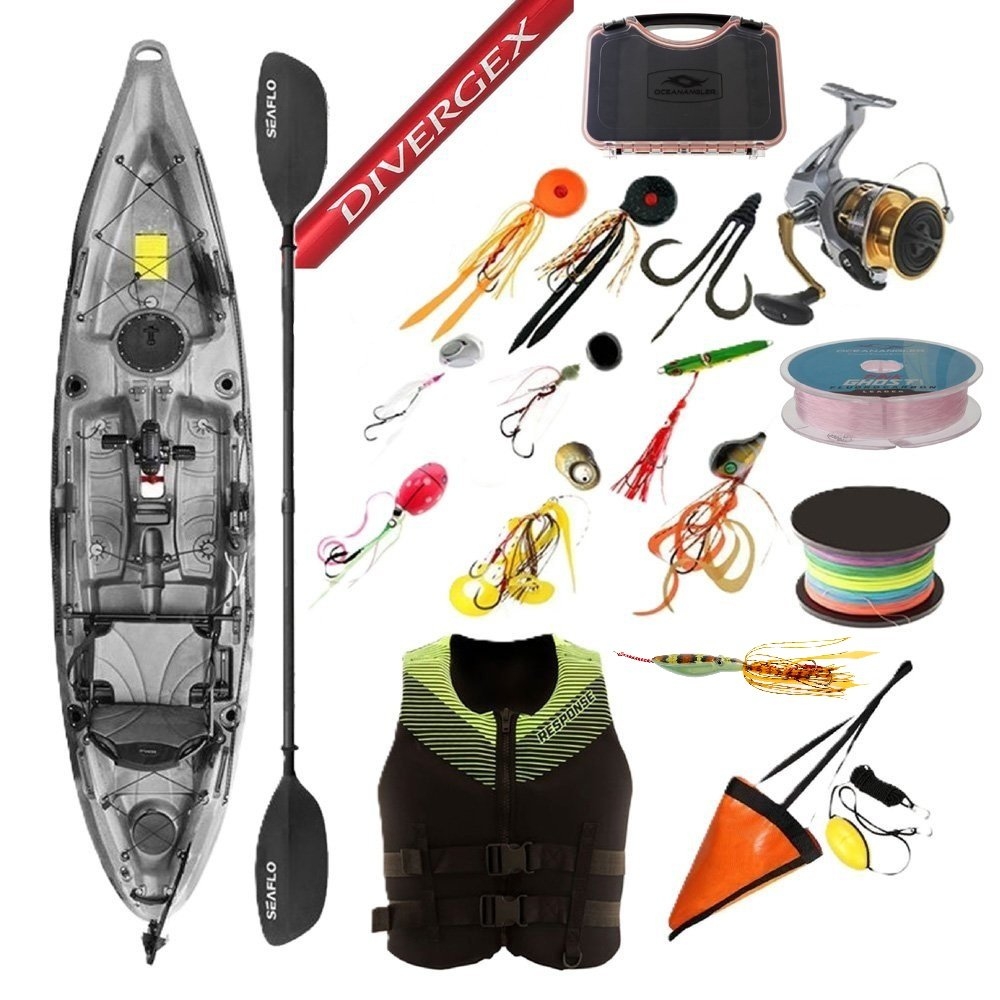 Pro Kayak Fishing Package with Pedal Assist and Shimano Tackle 7ft 5-10kg 2pc