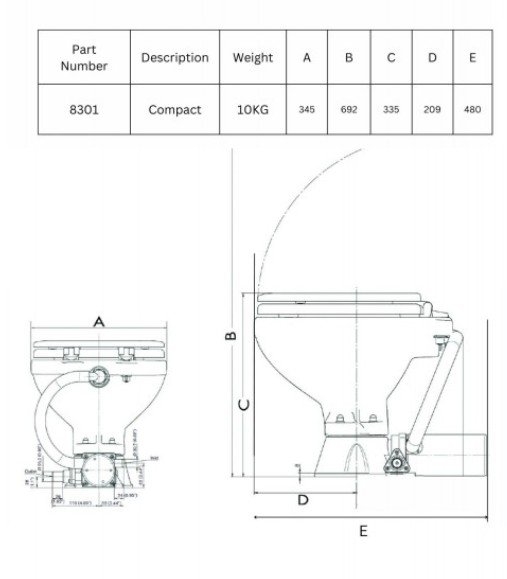 Ocean Tech Space Saver Soft Close Electric Toilet