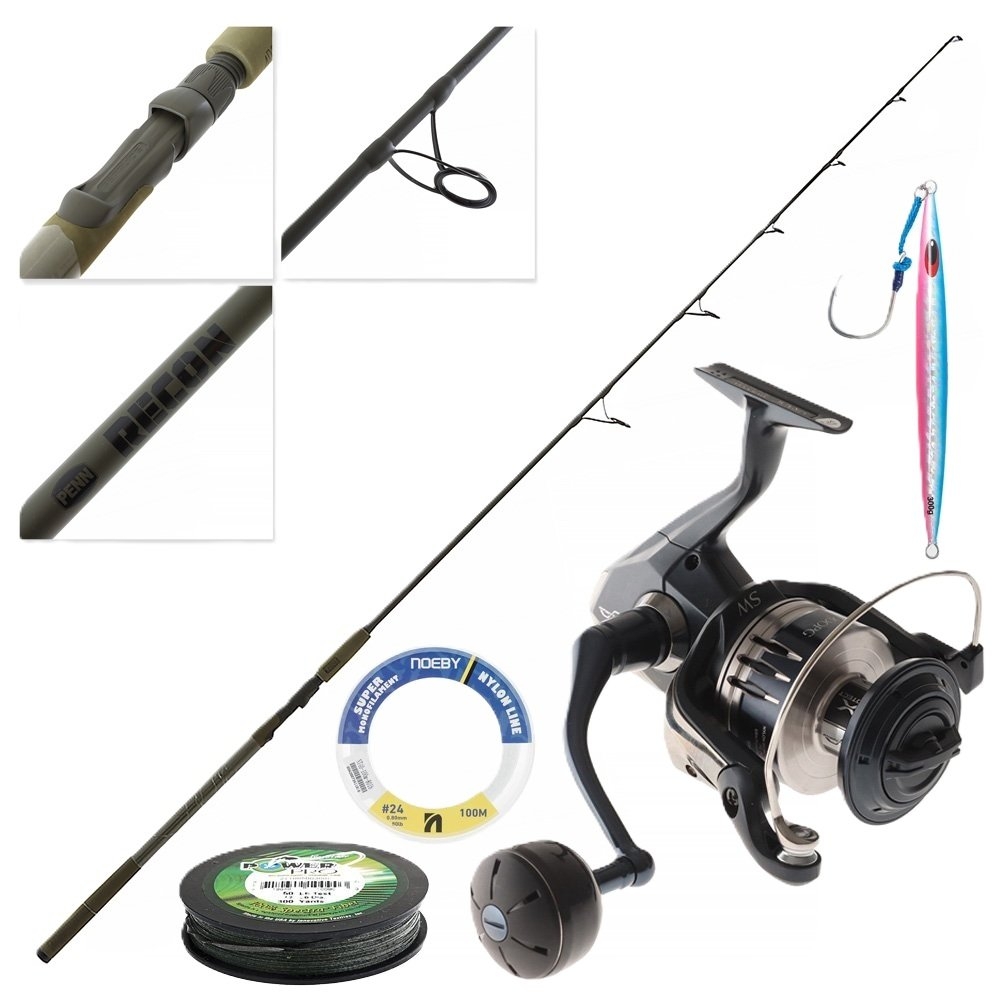 Shimano Stradic 8000PG PENN Recon Kingfish Jig Package with Braid Leader and Jig 5ft 10in PE5-8 1pc