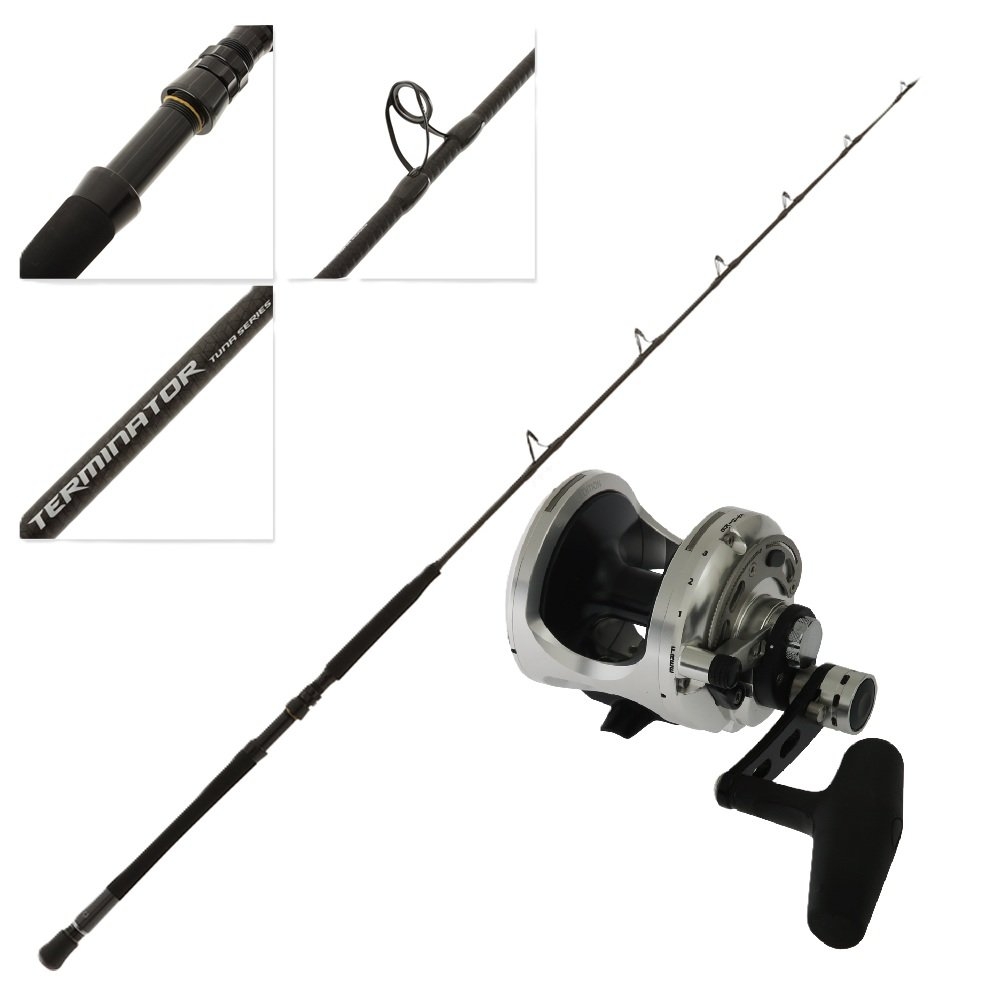 Okuma Makaira 20 Silver 2-Speed Terminator Tuna Jigging Combo 5ft 8in 100lb