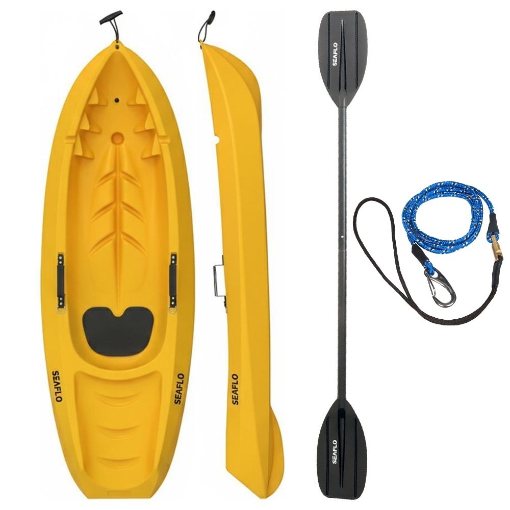 Seaflo Kids Kayak with Paddle and Leash 6ft Yellow