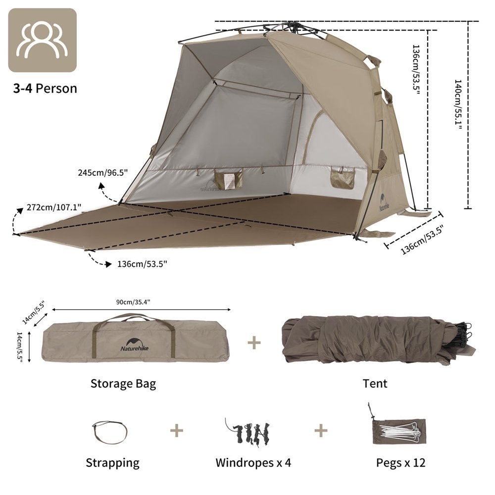 Naturehike Instant Up 3P Beach Tent