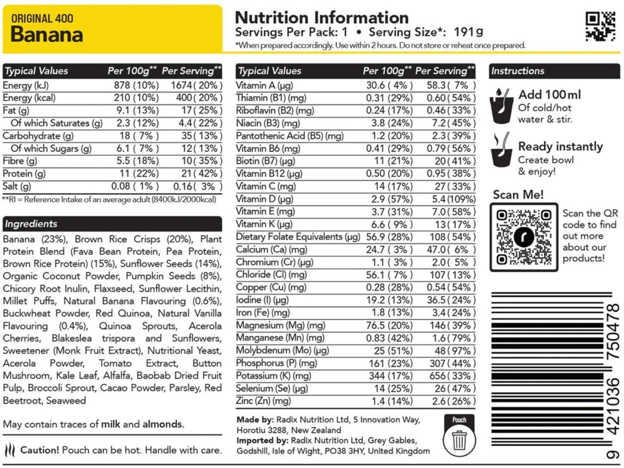 Radix Original Breakfast Meal V9 400kcal