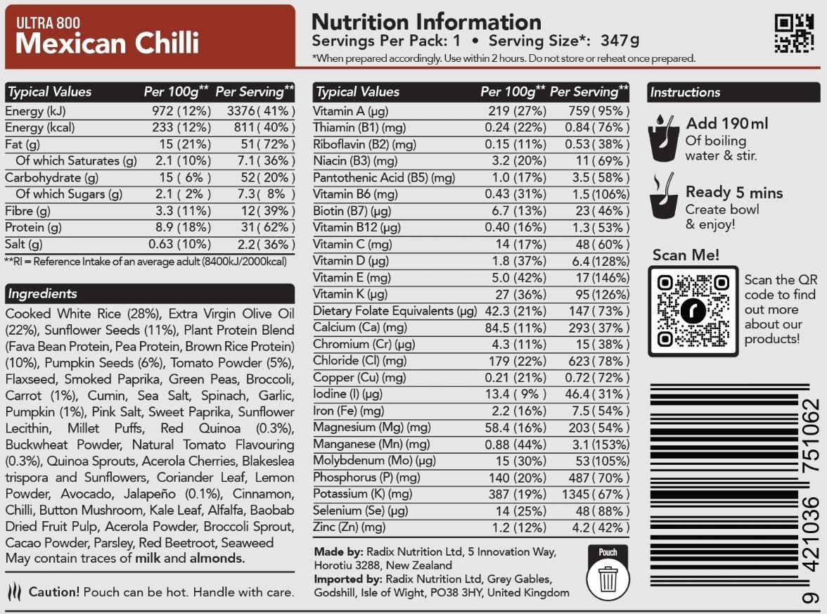 Radix Ultra Plant-Based Meal V9 800kcal