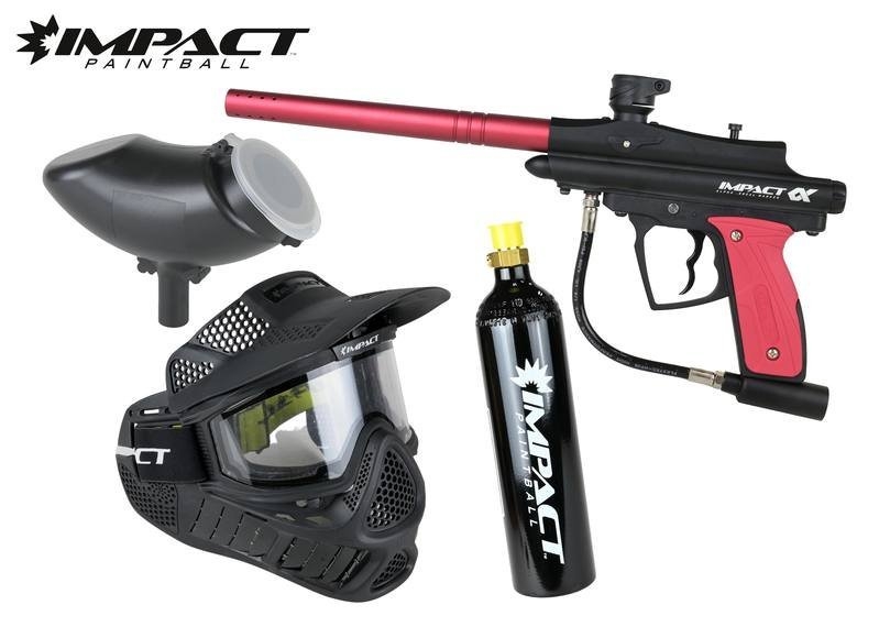 Impact Skirmisher .68 Paintball Marker Package with 12oz Bottle Dual Lens Mask Hopper